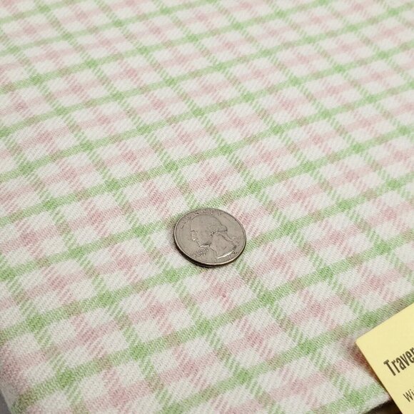 Traverser Bay Wool Blend Fabric Check Plaid Pink Green Lightweight 60"X 1 1/2 Yd - Picture 2 of 2